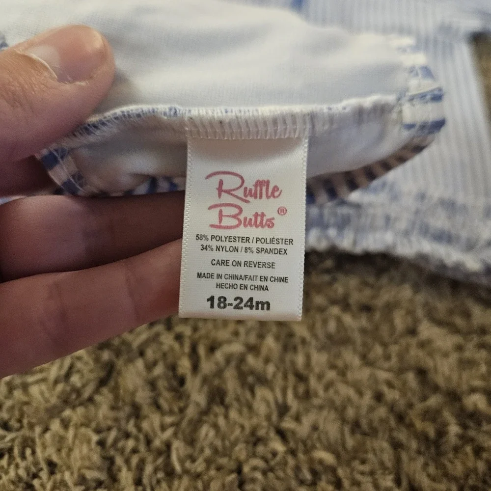Ruffle Butts Girls Two-piece 2pc Swimsuit Seersucker Stripes Size 18-24 Months